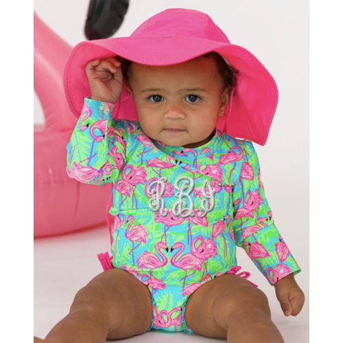 Tropical Print Long Sleeve One Piece Rash Guard