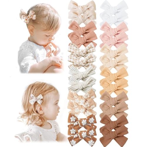 Niceye 24 PACK Baby Girl Hair Clips Set, Hair Bows Barrettes Handmade Accessories Alligator Clip for Babies Infant Toddlers Kids in Pairs