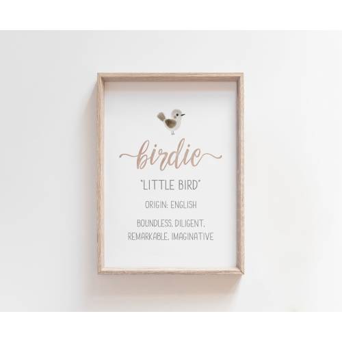 Birdie Name Meaning Print: Watercolor Nursery Decor (Digital Download)
