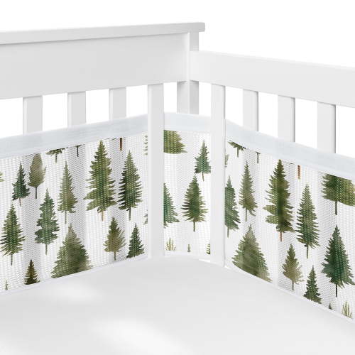 Sweet Jojo Designs + BreathableBaby Woodland Pine Tree Boy, Girl, Unisex/Gender Neutral Breathable Mesh Crib Liner