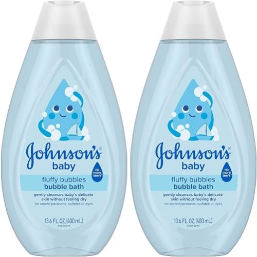 Johnson's Baby Fluffy Bubbles Bubble Bath, No More Tears, Gently Cleanses Delicate Skin Without Feeling Dry, Hypoallergenic, No Added Parabens, Sulfates & Dyes, 13.6 fl. oz (Pack of 2)