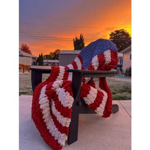 Chunky Knit American Flag Blanket