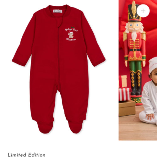 Baby's First Christmas 26 Red Zip Footie