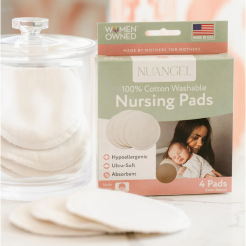 100% All Natural Cotton Washable Nursing Pads - 4 Per Package