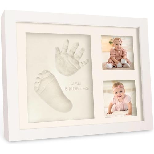 Baby Hand and Footprint Kit - Quick Dry Clay Baby Footprint Kit, Pets Paw, Newborn Keepsake Picture Frame for Boys, Girls, Personalized New Mom Gifts for Shower & Registry, Grandparents (Alpine White)