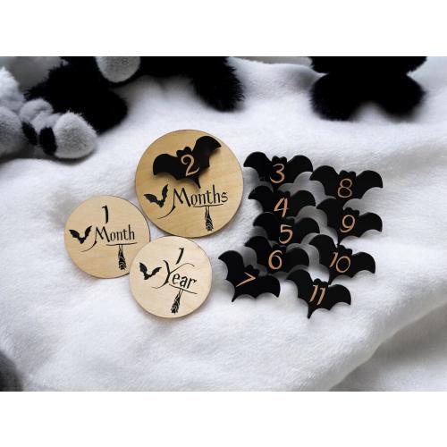 Gothic Baby Milestone Markers: Baby Photo Prop with Magnetic Bats