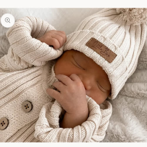 Knitted Cotton Ribbed Beanie - Honey Milk