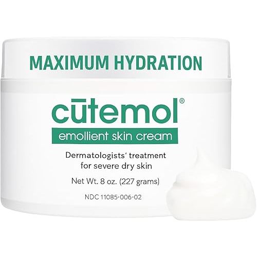 Cutemol Emollient Moisturizing Cream - Serious Moisturizer Lotion Balm for Recovering Dry, Damaged Skin - Hydration for Cracked Hands and Feet, Eczema, Psoriasis, and Raw Skin (8 oz)
