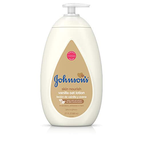 Johnson's Baby Moisturizing Lotion with Nourishing Vanilla & Oat Extract for Dry Skin, Hypoallergenic and Dermatologist-Tested, 27.1 fl. oz