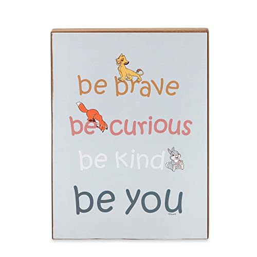 Disney Quote Wood Block Decor - Be Brave, Be Curious, Be Kind, Be You - Cute Simba, Tod, and Thumper Decoration