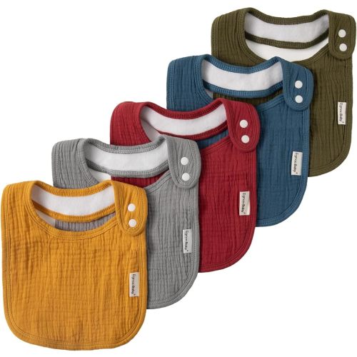 Muslin Bibs for Baby Boys Girls,Organic Muslin Baby Bib for Drooling and Teething,Soft Bandana Drool Bibs 5 Pack