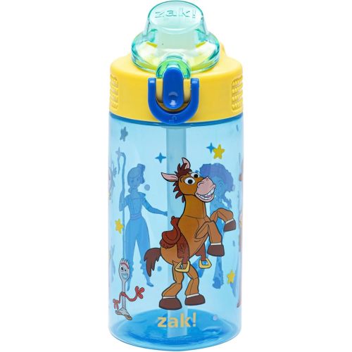 Zak Designs Disney Pixar Toy Story Sage Kids Water Bottle For School or Travel, 16oz Durable Plastic Water Bottle With Straw, Handle, and Leak-Proof, Pop-Up Spout Cover (Woody & Friends)