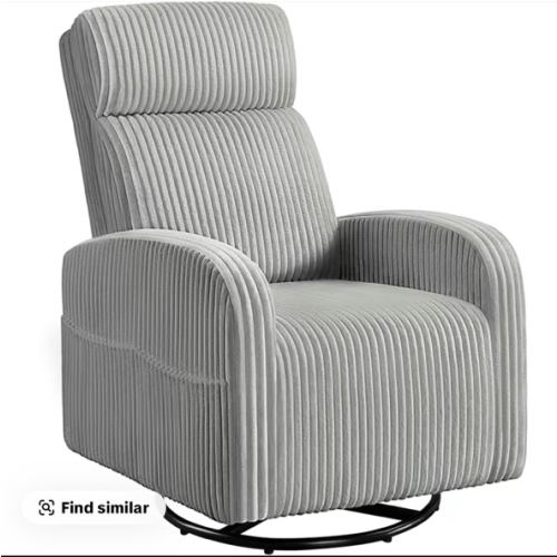 【On Sale】Yaheetech Corduroy Swivel Nursing Glider Chair with Side Pockets, High-Density Foam, 300 lb Capacity, Easy Assembly, 27" W x 35" D x 39.5" H - TikTok Shop