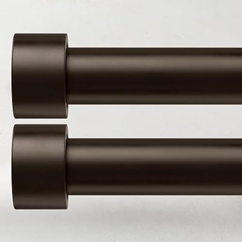 2 Pack Curtain Rods for Windows 28 to 48 Inch(2.3-4ft), 1 Inch Bronze Curtain Rods Set, Adjustable Heavy Duty Curtain Rod for Patio Bedroom Living Room, Modern Drapery Rods, Size 32"- 60"