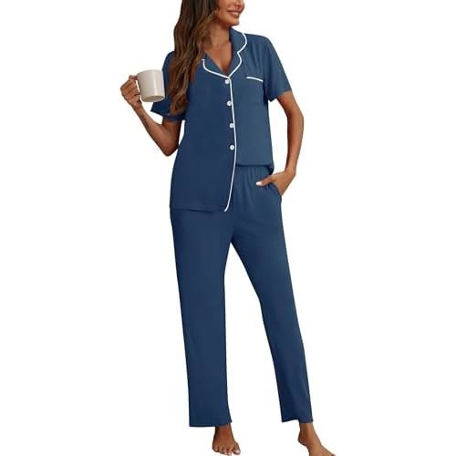 HNG Pajama Sets for Women 2 Piece Modal Pajamas for Women Set Pj Sets with Pocket XS-XXL