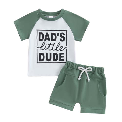 Baby Boy Clothes 3-6 Months Toddler Baby Boy Summer Clothes Little Dude Letter Short Sleeve T-Shirt Top Soild Color Shorts Outfit 2Pcs Set