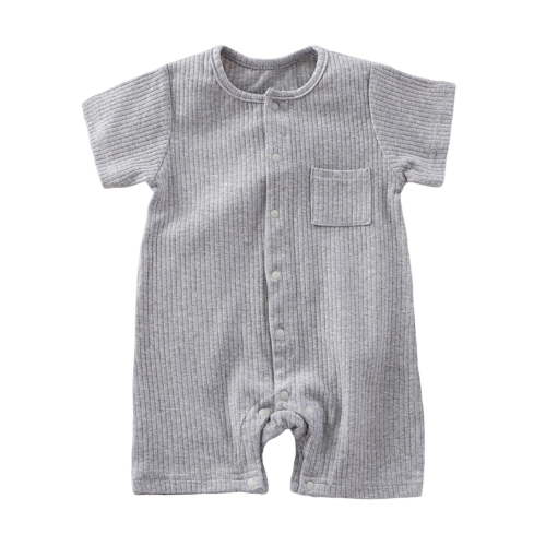Summer Savings Clearance 2025! Loopsun Baby Romper, Children's Solid Breathable Cotton Jumpsuit Summer Clothes Boys Girls Baby Round Neck Short Sleeve Rompers Gray 0-3 Months