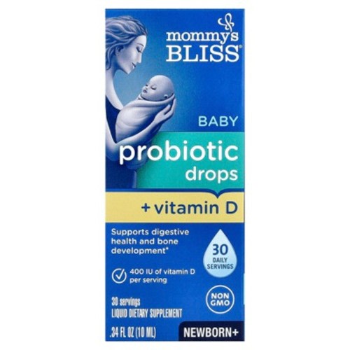 Mommy's Bliss Baby Probiotic Drops + Vitamin D, Newborn+, 0.34 fl oz