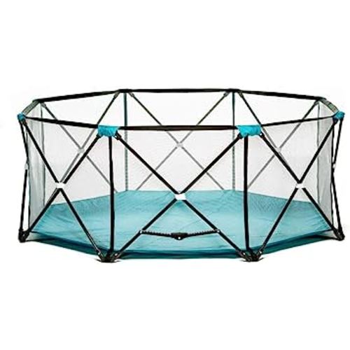 Regalo My Play Deluxe Extra Large Portable Play Yard Indoor and Outdoor, Bonus Kit, Washable, Teal, 8-Panel