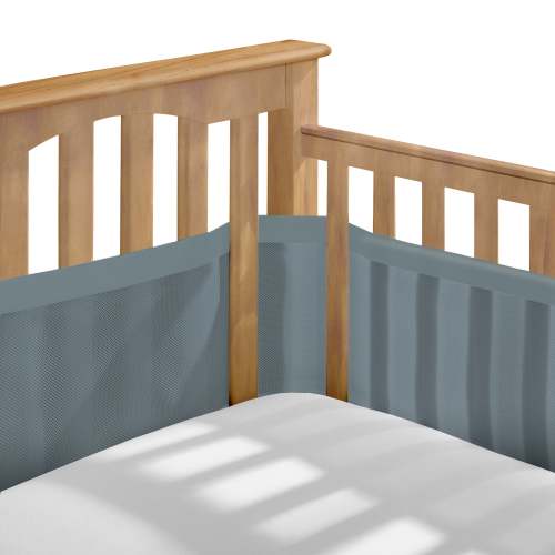 Breathable™ Mesh Liner for Full-Size Cribs, Deluxe 4mm Mesh, Blue Haze (Size 4FS Covers 3 or 4 Sides)