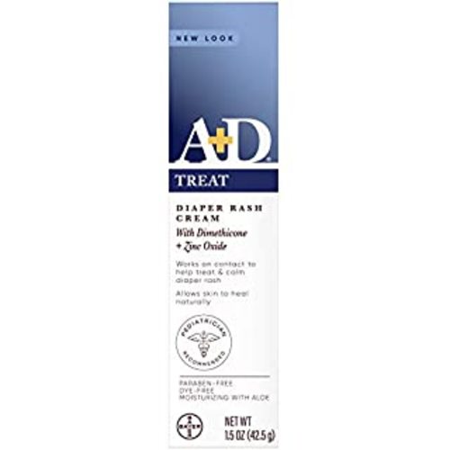 A+D Zinc Oxide Diaper Rash Treatment Cream, Dimenthicone 1%, Zinc Oxide 10%, Easy Spreading Baby Skin Care, 4 Ounce Tube (Packaging May Vary)