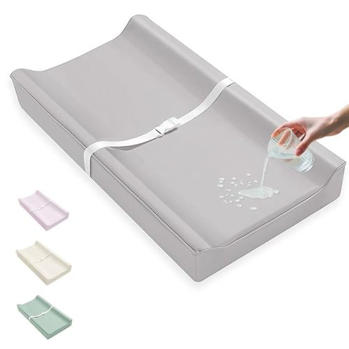 Vegan Leather Baby Changing Pad Covers for Girl, Boy, Waterproof & Wipeable Soft Diaper Changing Mat Cover.Fits Standard Changing Pads with Dimensions of 32" x 16". (Gray)
