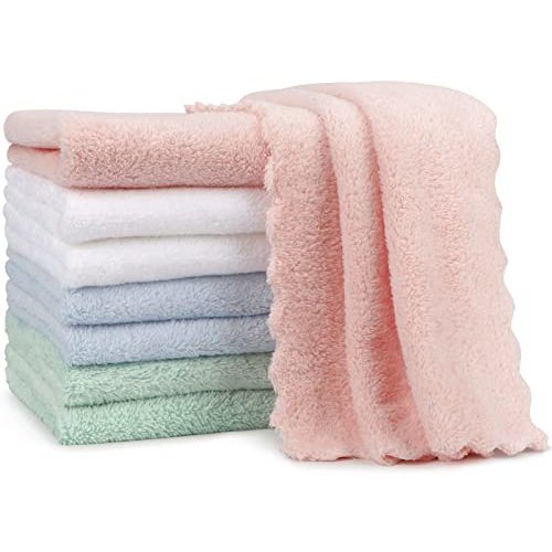 Orighty Burp Cloths, Super Soft & Highly Absorbent Coral Fleece, 20 x 10 Inch Gentle & Large Burp Rugs for Baby Sensitive Skin - Burping Cloths for Newborn Essential, 8 Pack