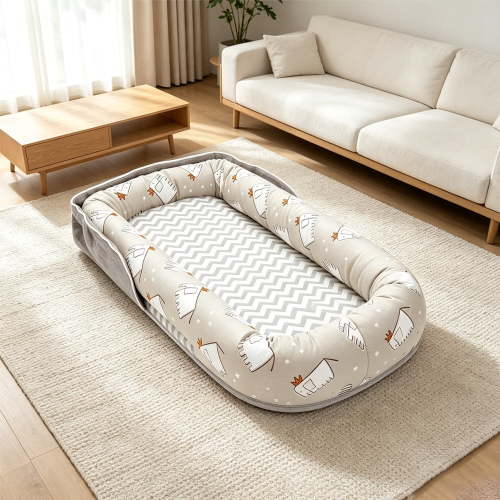 Fenfiny Baby Lounger for Newborns & Infants 0-24 Months5, 100% Cotton Breathable Tummy Time Play Mat, CPC Certified Baby Shower Gift (Elephant Gray)
