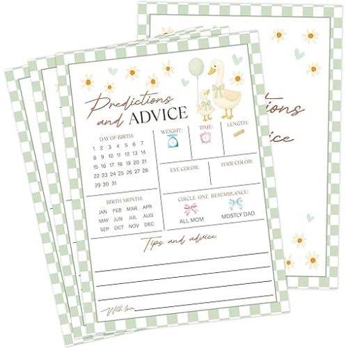 Goose Baby Shower Games, Sage Green Little Goose Predictions And Advice Game for 30 Guests with Game Cards, Gender Reveal, Baby Shower Supplies & Decorations (DV14)