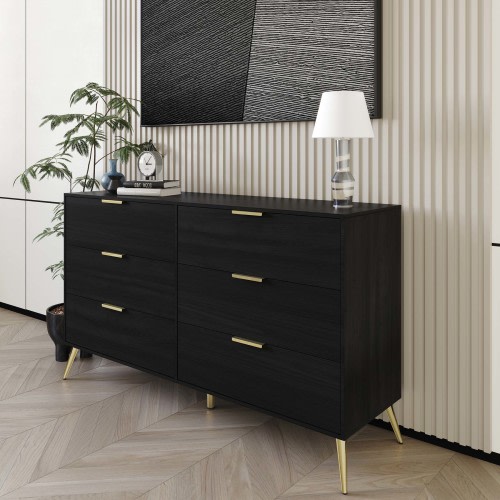 ChaletPosh Black 6 -Drawer 52.56-in W Standard dresser