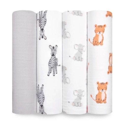 Muslin Swaddle (4 Pack) Safari Babies Set
