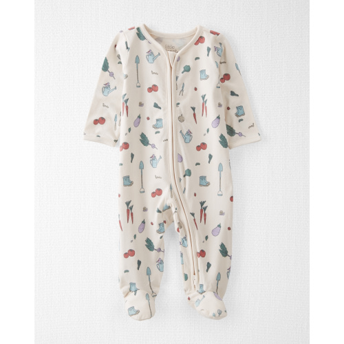 Baby Organic Cotton Sleep & Play Pajamas
 - NB - Style,Veggie Garden Print
