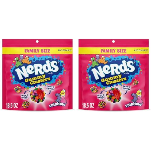 Nerds Gummy Clusters Candy, Rainbow, 18.5 Ounce | Resealable | Pack of 2 | Big Bag