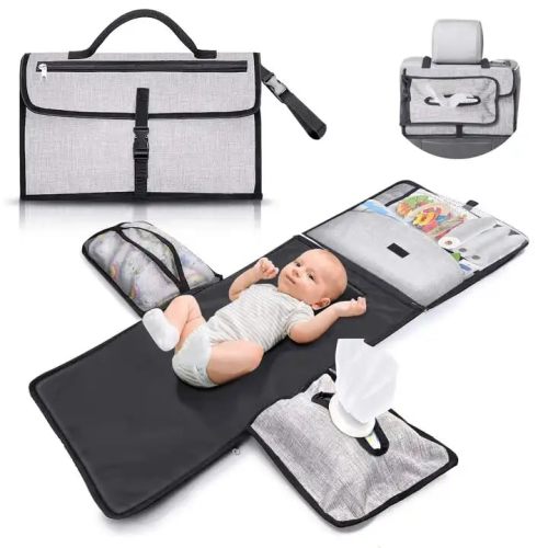 Portable Diaper Changing Pad for Newborn Girl & Boy Baby with Detachable Wipes Pockets &- Fully Padded & Waterproof Travel Changing kit for Baby