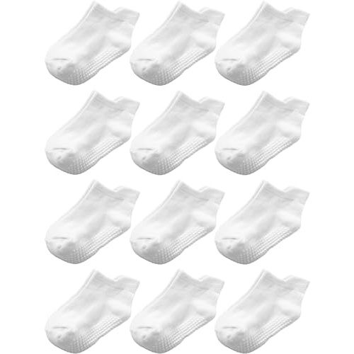 Aroveea Baby Toddle Socks Grip Non Slip Kids Boys Girls Cotton 12 Pack Ankle Cute Newborn Socks