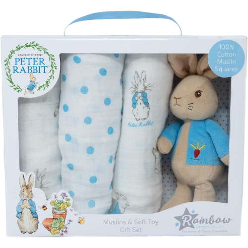 Rainbow Designs Peter Rabbit Soft Toy & Muslin Gift Set