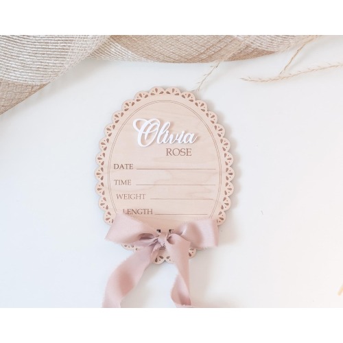 Birth Announcement Sign for Hospital, Baby Name Sign, Newborn Personalized Wood Plaque