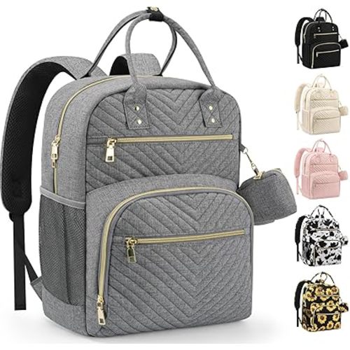 Diaper Bag Backpack,Baby Essentials Diapers Bag with Pacifier Case,Multipurpose Stylish Large Capacity Travel Backpack for Baby Girl/Boy(M-Gray)