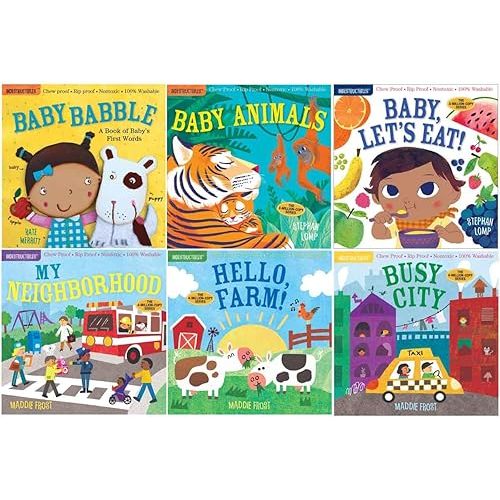 Indestructibles Series First Words 6-Book Collection Set - Chew-Proof, Rip-Proof, and Washable Word Books for Babies - Baby Babble, Baby Animals, Baby Let’s Eat!, My Neighborhood, Hello Farm!, Busy City Paperback – May 16, 2025