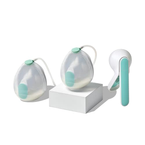 Willow Wave - Wearable Double Manual Breast Pump - Fits Fully in Bra - Ergonomic Handle - Wearable Breastfeeding Pump - Hospital Grade Suction - Postpartum Essentials - Holds 5oz per Cup