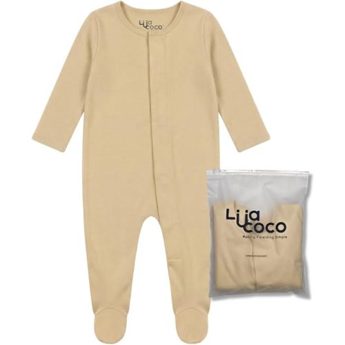 Baby Pajamas with Magnetic Closure, Covered Feet, and Foldable Mittens, 0-3 Months, Yellow
