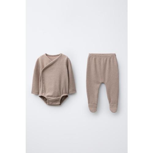 MELANGE BODYSUIT AND LEGGINGS PACK - Brown marl | ZARA United States