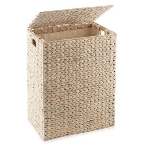 Casafield Large Laundry Hamper with Lid and Removable Liner Bag, Woven Water Hyacinth Laundry Basket for Clothes