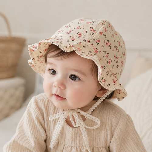 Cute Baby Girl Sun Hat, Toddler Bucket Hat with Embroidery, Soft Cotton Summer Hat, Aesthetic Kids Beach Hat, Baby Gift Idea