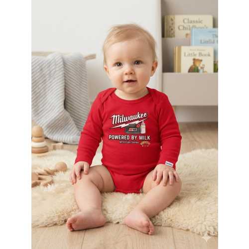 Powered By Milk Baby Onesie | M18 Fuel Inspired Mechanic Bodysuit (Red or Black)