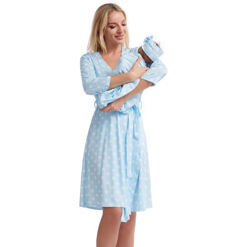 Galabloomer Maternity Robe and Receiving Blanket, Matching Mommy Labor Robe