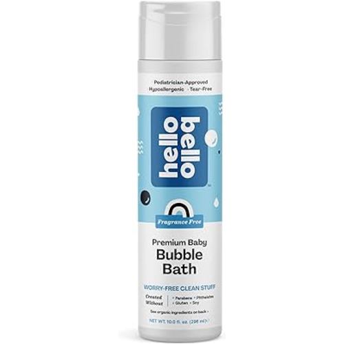 Hello Bello Bubble Bath - Gentle Hypoallergenic Tear-Free Formula for Babies and Kids - Vegan and Cruelty-Free - Fragrance Free - 10 fl oz