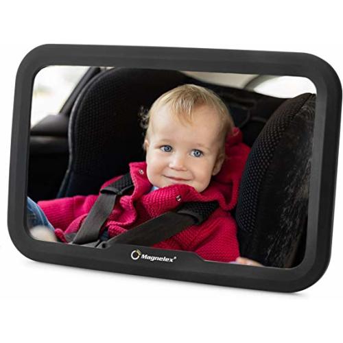 Magnelex Baby Car Mirror for Rear-Facing Infants and Toddlers. Wide Crystal-Clear View Car Seat Mirror, Safe and Shatterproof, Simple Install with No Tools. No Jiggle or Vibration. Excellent Gift Idea