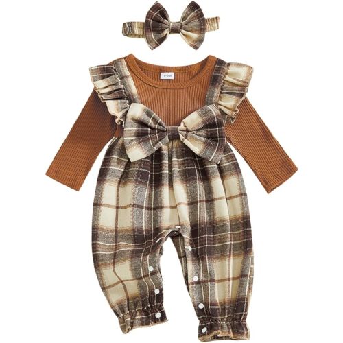 YINGISFITM Newborn Baby Girl Clothes Long Sleeve Romper One Piece Jumpsuit Fall Winter Infant Outfits 0 3 6 9 12 18 Months