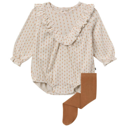 6-9 Month 2-Piece Baby Girls Brown Fleur Bubble Romper Bubble Romper and Tights – Gerber Childrenswear